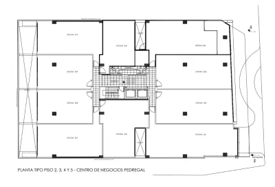 Plano de la planta tipo del Centro de Negocios Pedregal